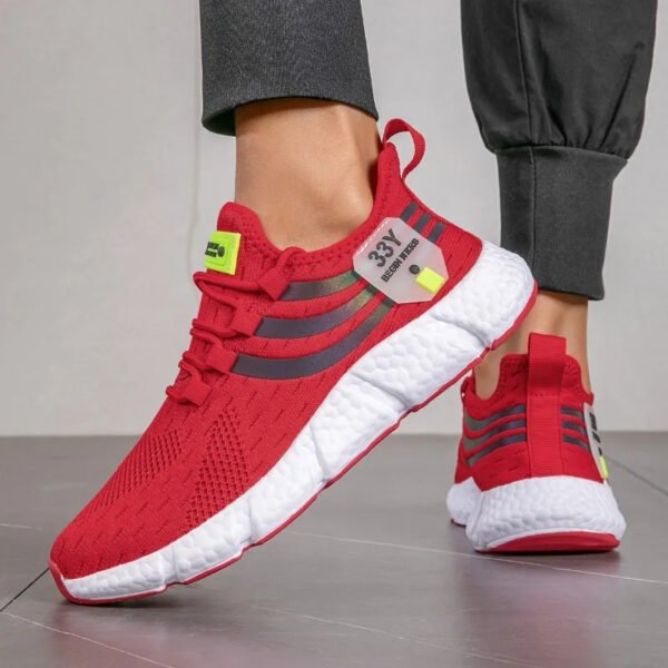 Baskets pour homme orthopédiques rouges et confortables – Image 2