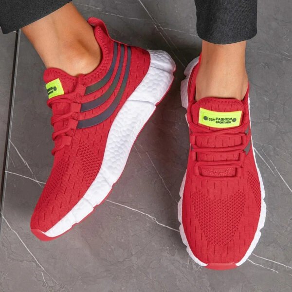 Baskets pour homme orthopédiques rouges et confortables – Image 4