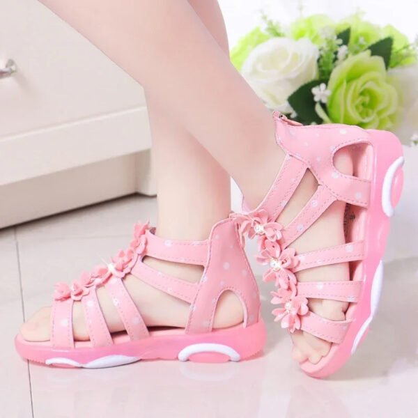 Chaussure orthopédique fillette rose de style gladiateur – Image 2