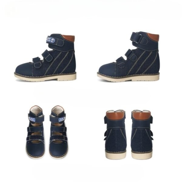 Chaussure orthopédique garçon en cuir et denim – Image 3