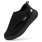 Chaussures personnes âgées larges à scratch sur fond blanc