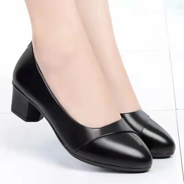 Escarpins orthopédiques en simili cuir à talon carré – Image 2