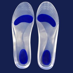 Lot de 2 semelles orthopédiques en silicone souples sur fond bleu