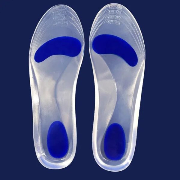 Lot de 2 semelles orthopédiques en silicone souples sur fond bleu