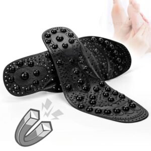 Lot de 2 semelles orthopédiques en silicone magnétiques sur fond blanc