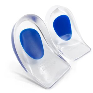 Lot de 2 talonnettes orthopédiques en gel pour homme sur fond blanc