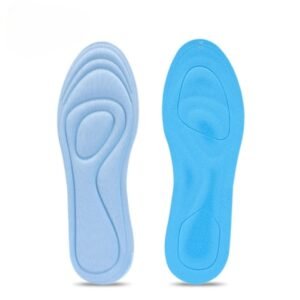 Semelle orthopédique amortissante bleue en mousse sur fond blanc