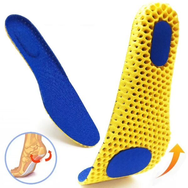 Semelle orthopédique amortissante jaune et bleue – Image 3