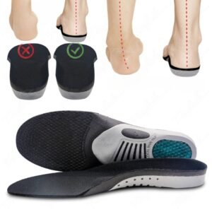 Semelle orthopédique en gel anti choc sur fond blanc