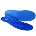 Semelle orthopédique pied creux bleue et design sur fond blanc