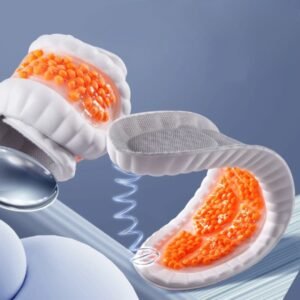 Semelle orthopédique pied creux en mousse à mémoire de forme sur fond bleu